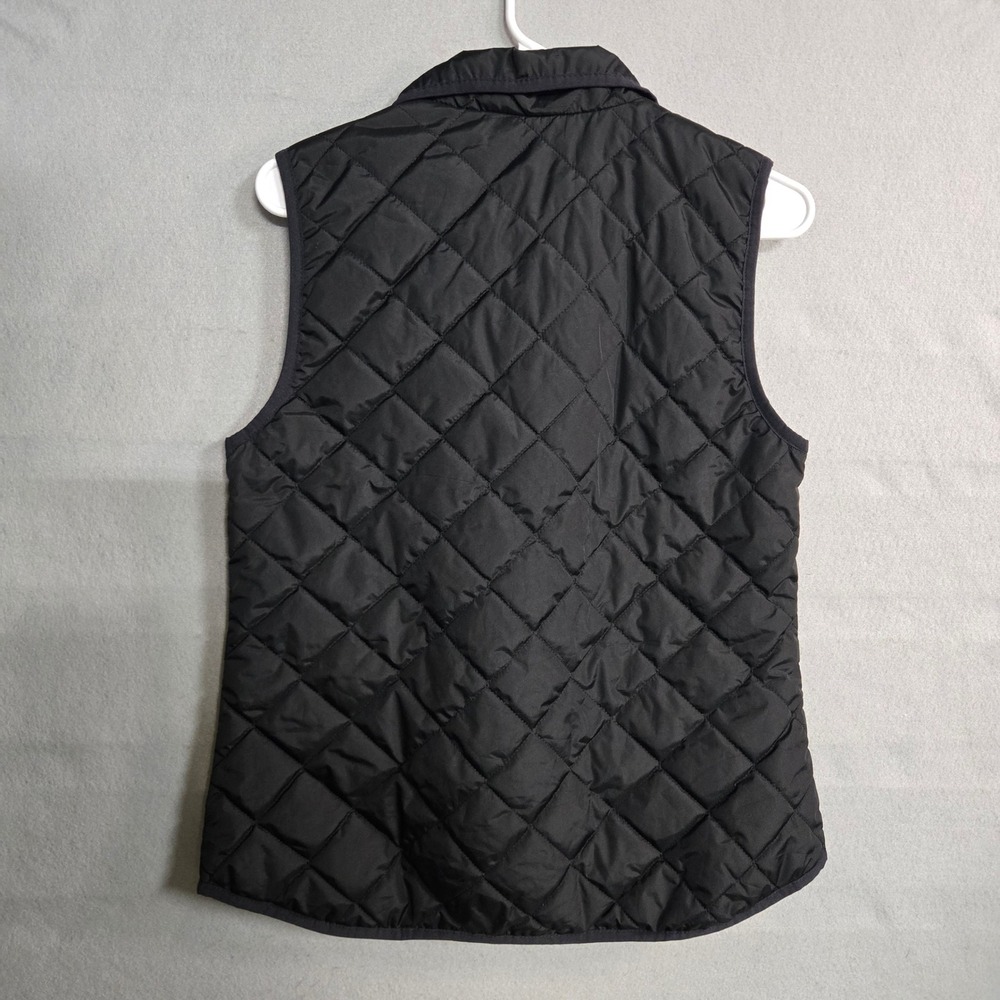 Old Navy Womens Black Quilted Puffer Vest Gold Zip Diamond Stitch Size M - Picture 5 of 9
